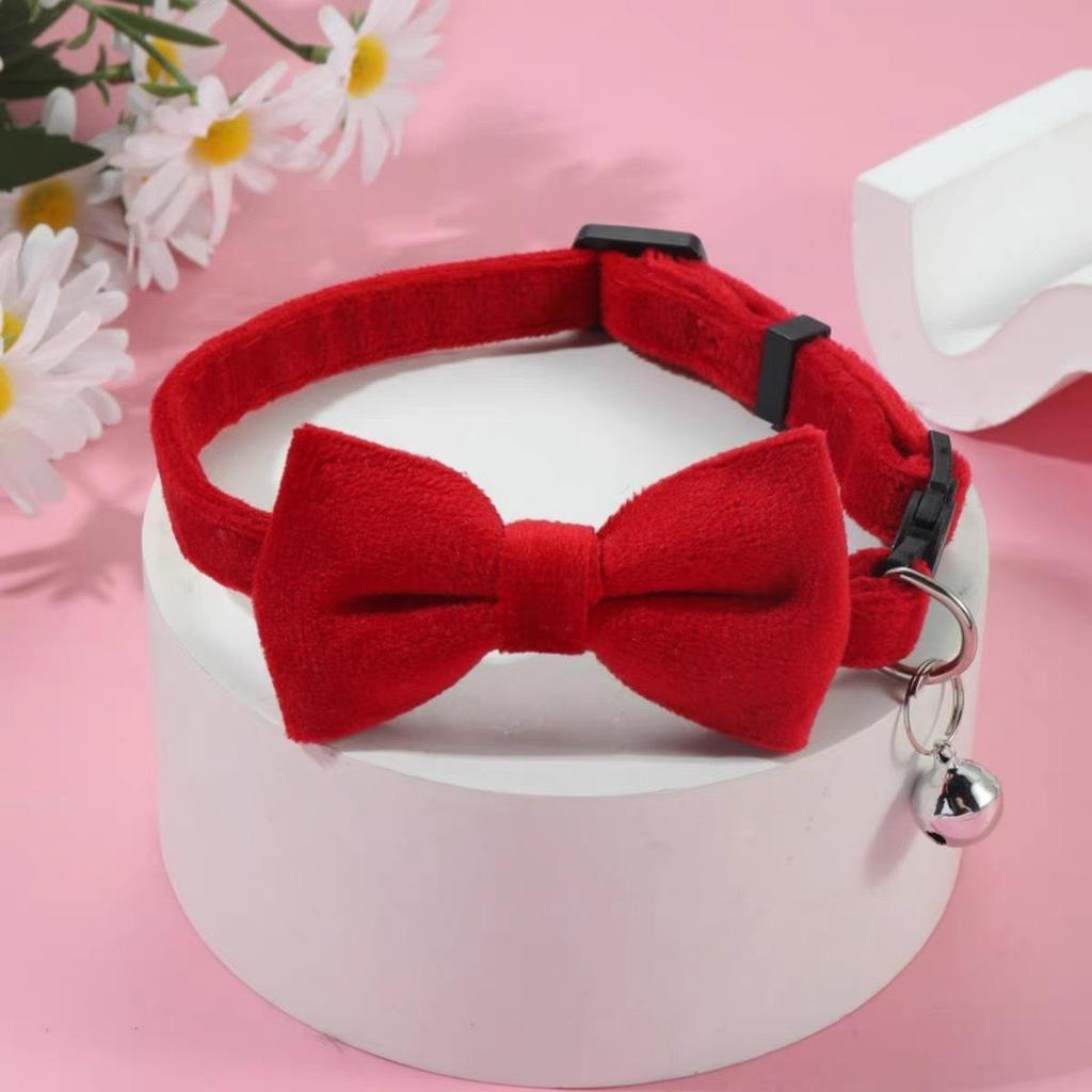 Velvet Bowknot Kitten Collar with Safety Buckle and Bell