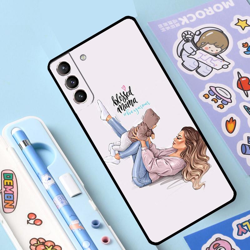 Fashion Super Mom Case For Samsung Galaxy S23 S22 S21 Ultra S20 FE S9 S10 Note 10 Plus Note 20 Ultra Full Cover