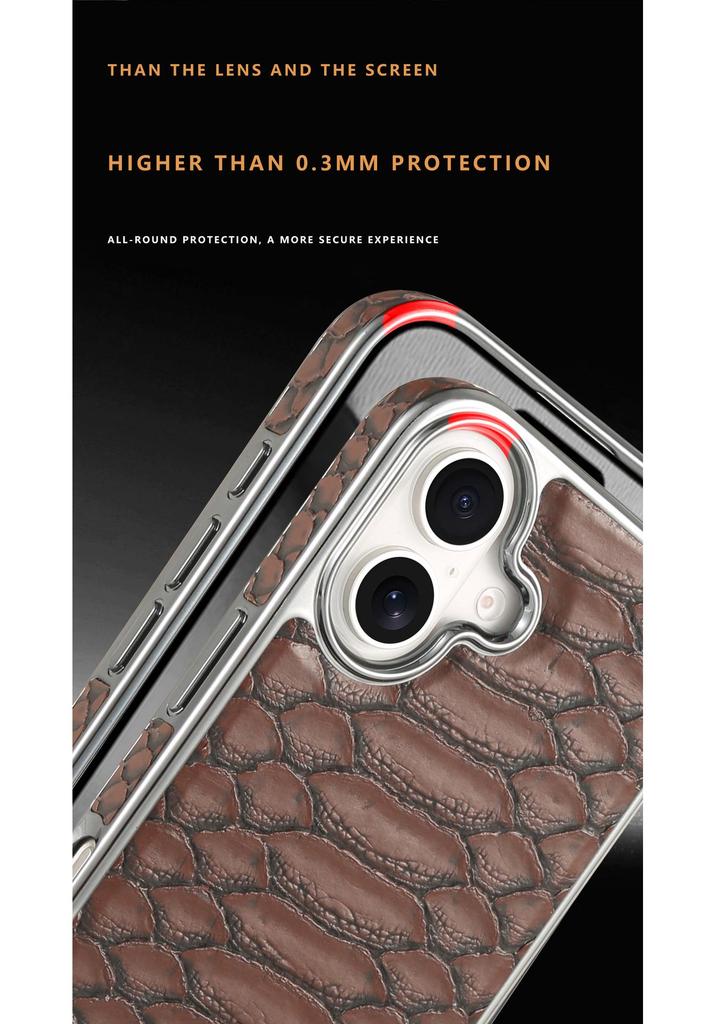 Apple iPhone 17 Pro Max Leather Snake Pattern Drop-Proof Retro Case