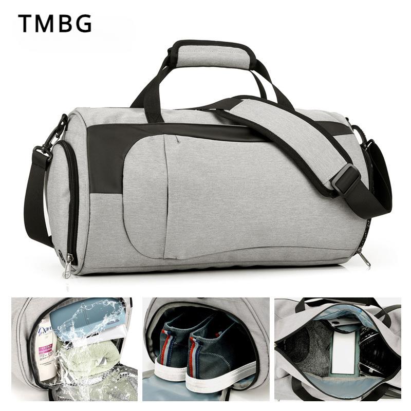 Unisex Large Capacity Gym Fitness Bag Fashion Solid Color Dry-wet Separation Bucket Travel Luggage Bag Portable Outdoor Sports Camping Trekking Bags
