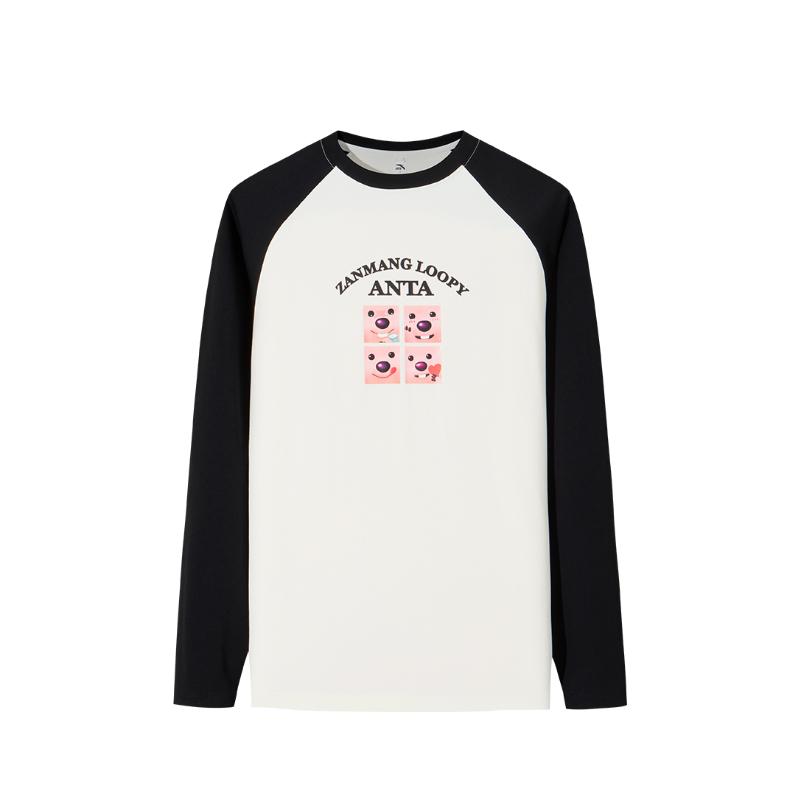 

Anta Хлопковая Свободная Удобная Модная Футболка с Принтом и Цветными Блоками Повседневная с Длинным Рукавом Женские Топы 962548401-2 S