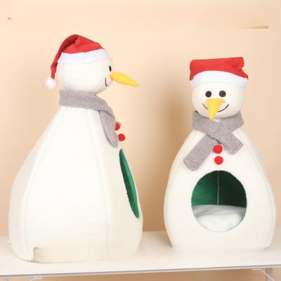 Nido para Mascotas Muñeco de Nieve Regalo de Navidad Año Nuevo Casa para Perro Nido para Gato Semicerrado Desmontable Nuevo Nido Creativo de Dibujos Animados