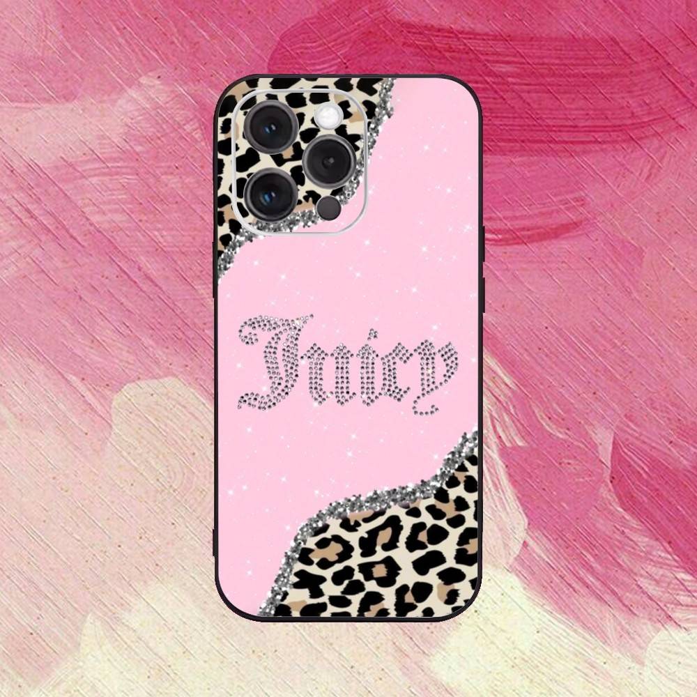 Juicy-12 C-Couture Phone Case  For iPhone17,16,15,14,13,12,11 Plus,Pro Max Soft Black Cover