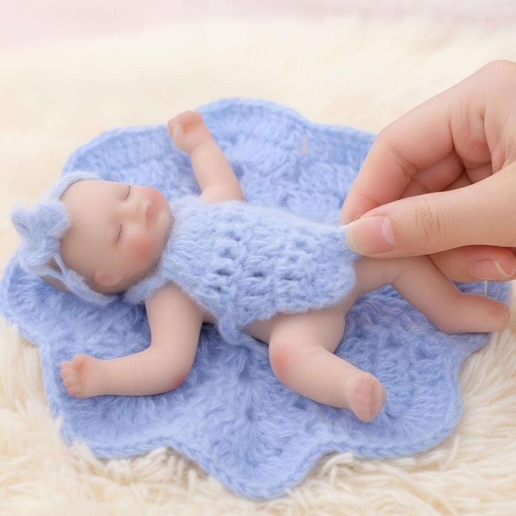 Cloveray 5-inch (12cm) Reborn Doll, Silicone, Full Body, Realistic Baby Doll, for Collection, Gift & Artificial Insulation (Blue)