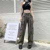 2024 New Women's Casual Fashion Multi Pocket Street Wear Women's Long Pants Casual Straight Leg Pants