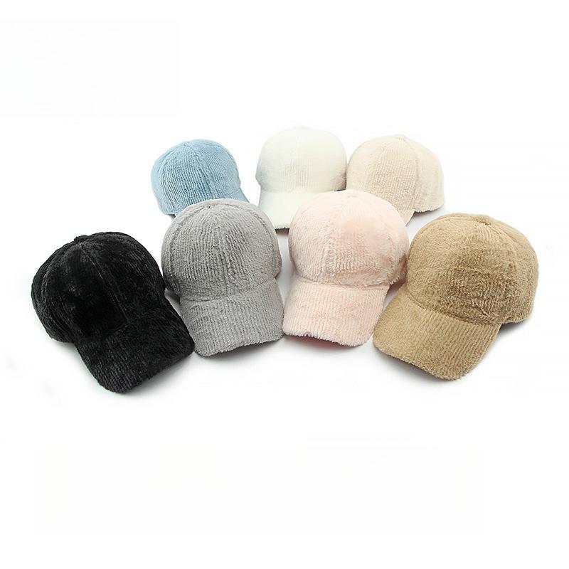 Women's Fluffy Plush Baseball Cap Winter Warm Faux Fur Peaked Hat Cute Solid Color Hard Top Teddy Fleece Cap