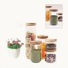 Transparent Heat-Resistant Glass Storage Tank 500Ml Wooden Lid Sealed Jar for Kitchen Spices Tea Coffee Grains Storage
