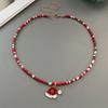 Christmas Necklaces for Women Girls Handmade Rice Beads X'mas Tree Santa Claus Snowman Gift Necklace Pendant New Year Jewelry