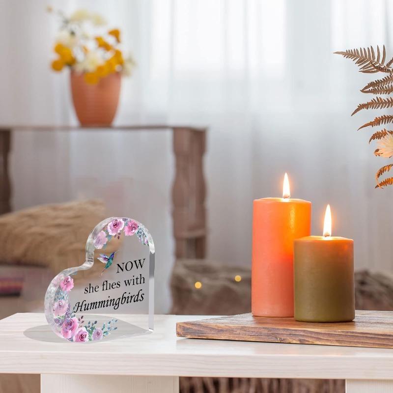 Christmas Memorial Acrylic Ornament:  Now She Flies with Hummingbirds . Sympathy/Bereavement Gift, Desktop Decor. chiaro