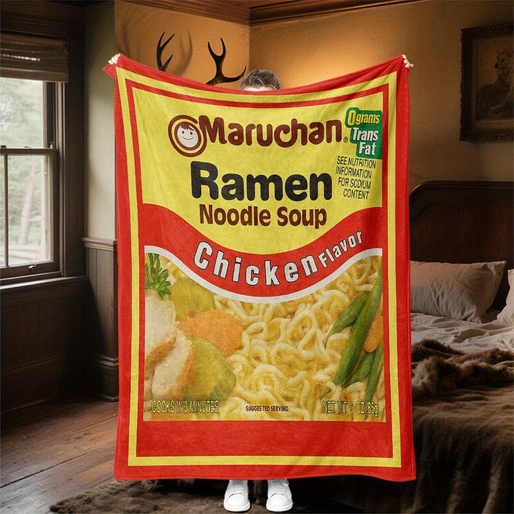 1pc Ramen Noodle Soup Blanket for Sofa Bed Soft and Light Bedding Ideal for Picnics, All-Season Christmas Outdoor Decor Accessories-c0803010