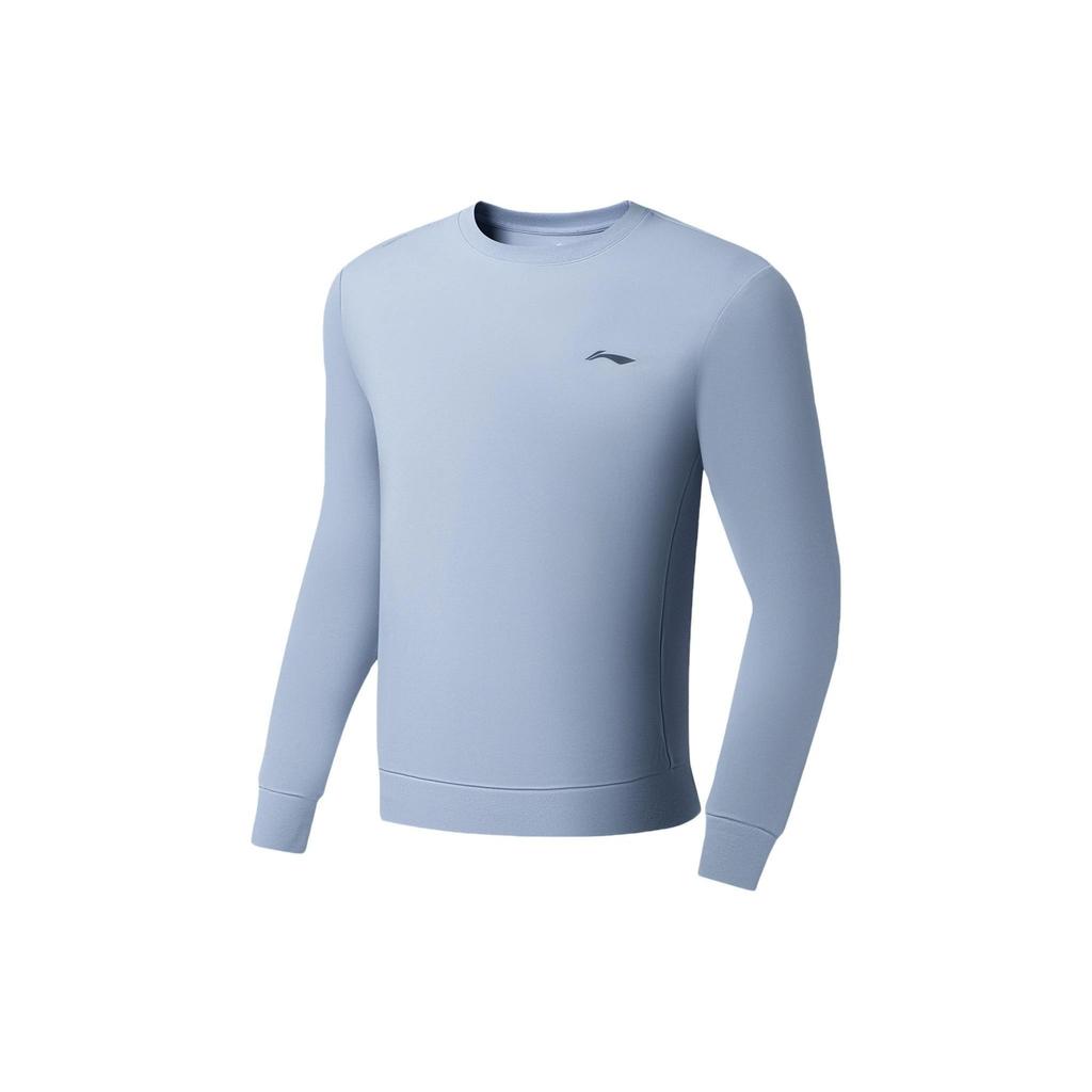 Li Ning Plain Logo Pullover Sweatshirt Men tops Soft-Gray-Blue AWDSB81-5