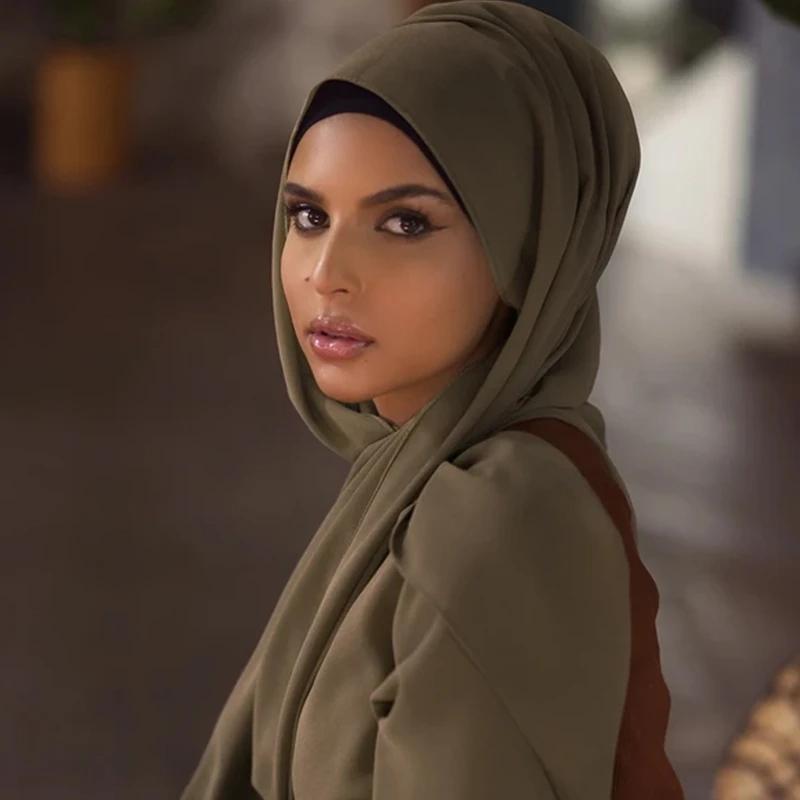 Ramadan Islamic Instant Bubble Chiffon Shawl Scarf Lady Head Wrap Women Hijabs Scarves Bufandas Muslim Veil Hijab Snood 180*70Cm