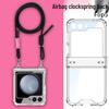 Samsung Z Flip5 Airbag Hinge Case – Transparent Acrylic, Full Coverage, Slim with Lanyard