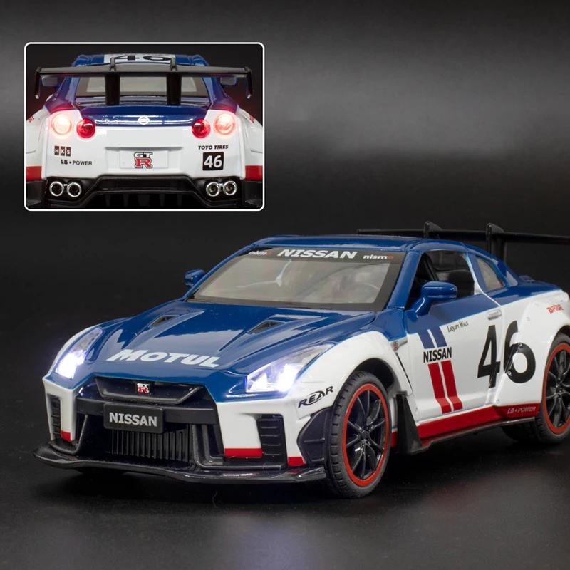 1/22 Nissan GTR Alloy Model Car Diecast Metal Toy Car Sound & Light Children Boys Toys Vehicle Collection Gifts A594
