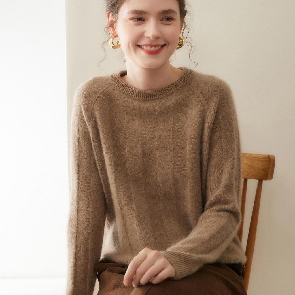 Women's Loose Fit Cashmere Knit Sweater - A/W 2026 Color Dot Pullover