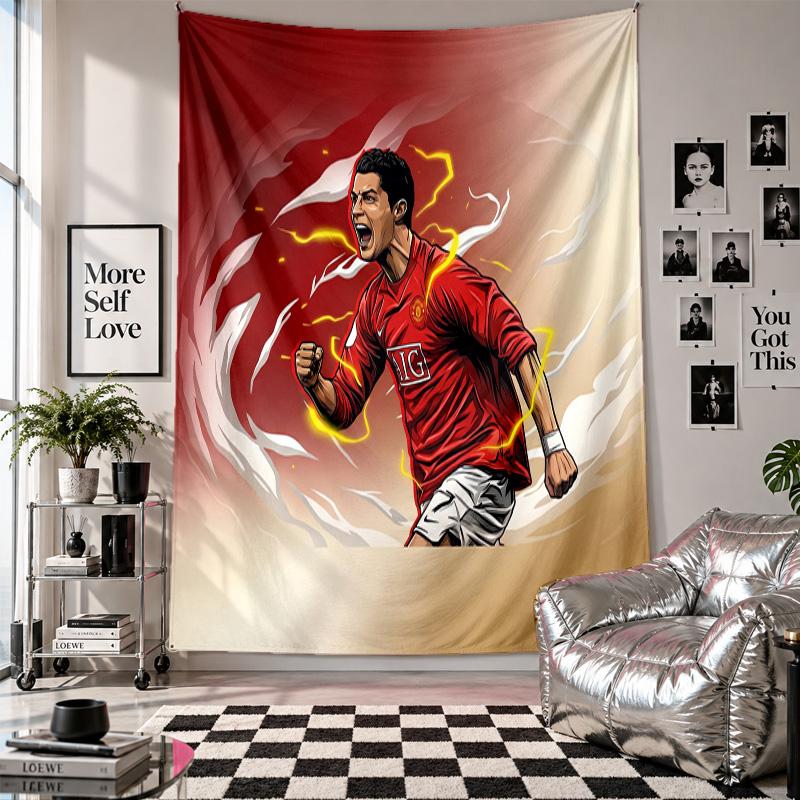 Cristiano Ronaldo Duvar Kilim Ev Dekorasyonu Yatak Odası Oturma Odası Arka Planı için Duvara Asılan Kumaş