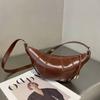 First Layer Cowhide Dumpling Bag, New High-end High Cow Horn Small Bag, High-end Feeling, Niche Crescent Commuting Bag