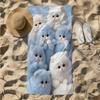 1 Stück flauschige blaue und weiße Kätzchen dicht beieinander 2D-bedrucktes Mikrofaser-Strandtuch, schnell trocknend, super saugfähig. Gut für