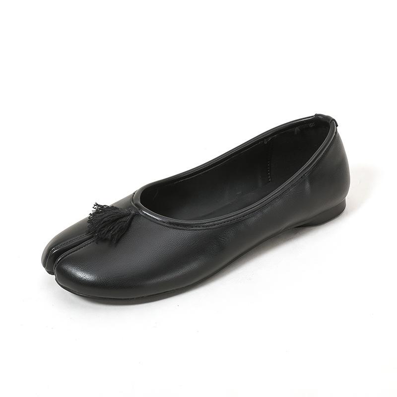 French Inner Height Increase Shallow Mouth Split-Toe Shoes Women'S One-Pedal Pig'S Trotters Shoes Niche Ballet Mary Jane Shoes