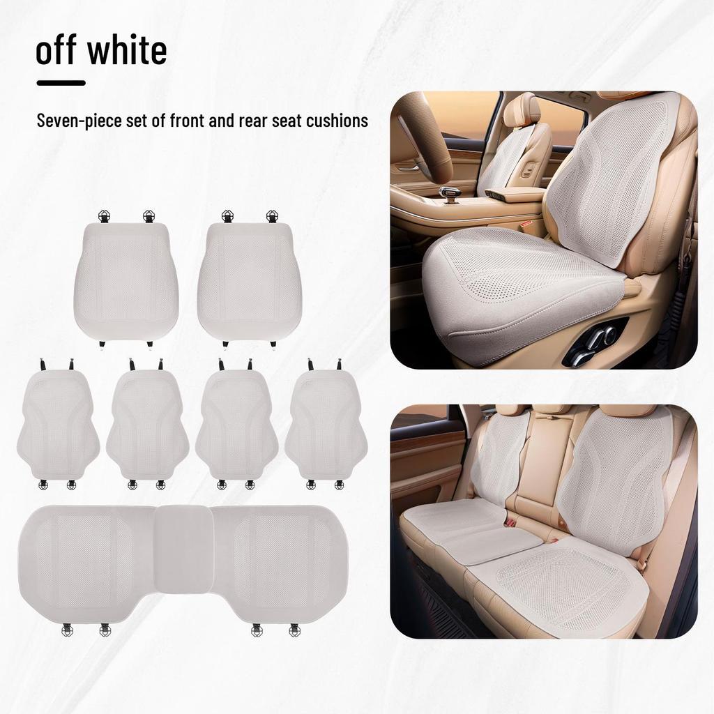 Denza Four Seasons Breathable Car Seat Cushion - Comfortable, Thin Plush, Single-Piece Cover