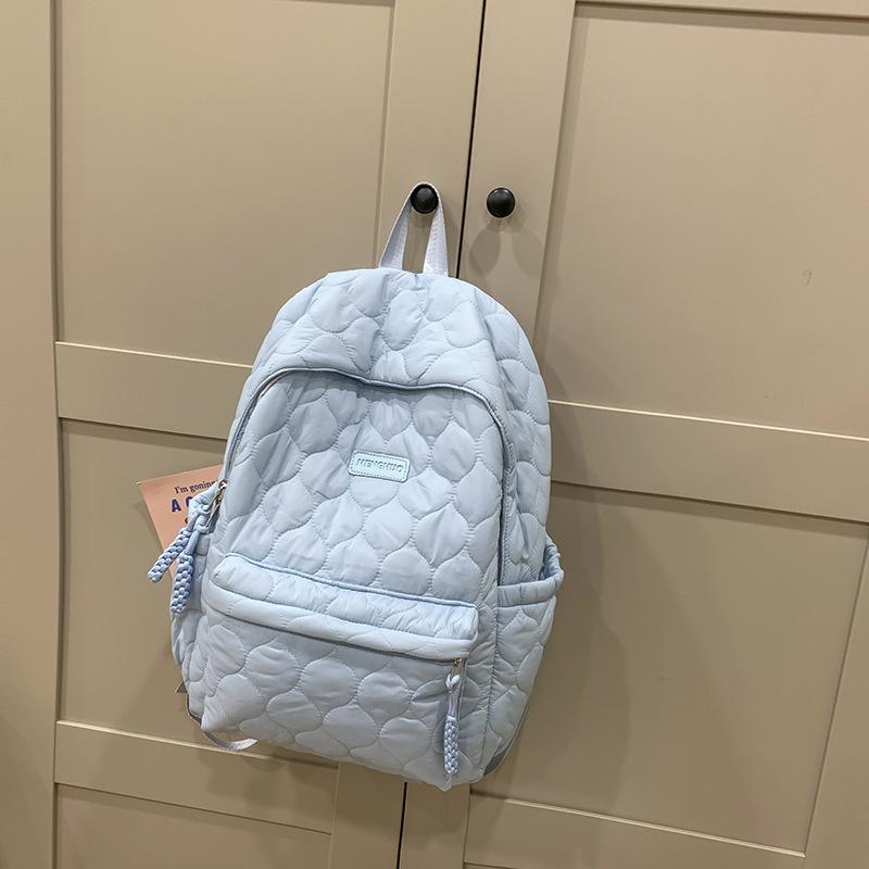 Winter Cotton Clothes Schoolbag Female College Students Simple Class Backpack Japanese Sweet Wind Rhombus Backpack