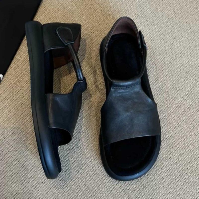 Roman Style Soft Bottom Thick Heel Summer New French Style Sandals Elegant Atmosphere Women's Shoes Rubber Sole Polyurethane Mat