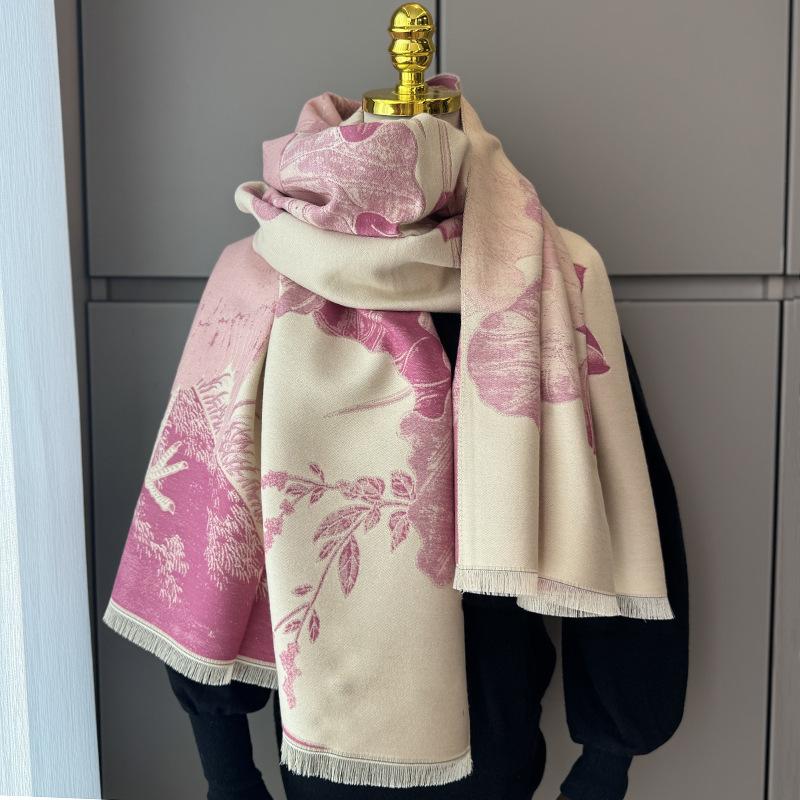 

Autumn and winter printed imitation cashmere scarf women s fashion versatile thickened warm scarf long casual elegant shawl 185