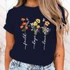 Women's Blouses Faith Hope Love Flower Letter Print T Shirt Women Summer Short Sleeve Fashion Summer Casual T-shirt