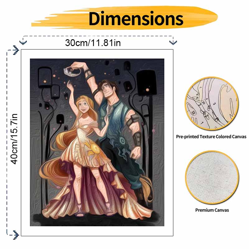 Disney Rapunzel Flynn Rider Oil Paint by Numbers Painting Kit Handmade Diy Home Decor Gifts Wall Art Canvas Wedding Anniversary Love Presents