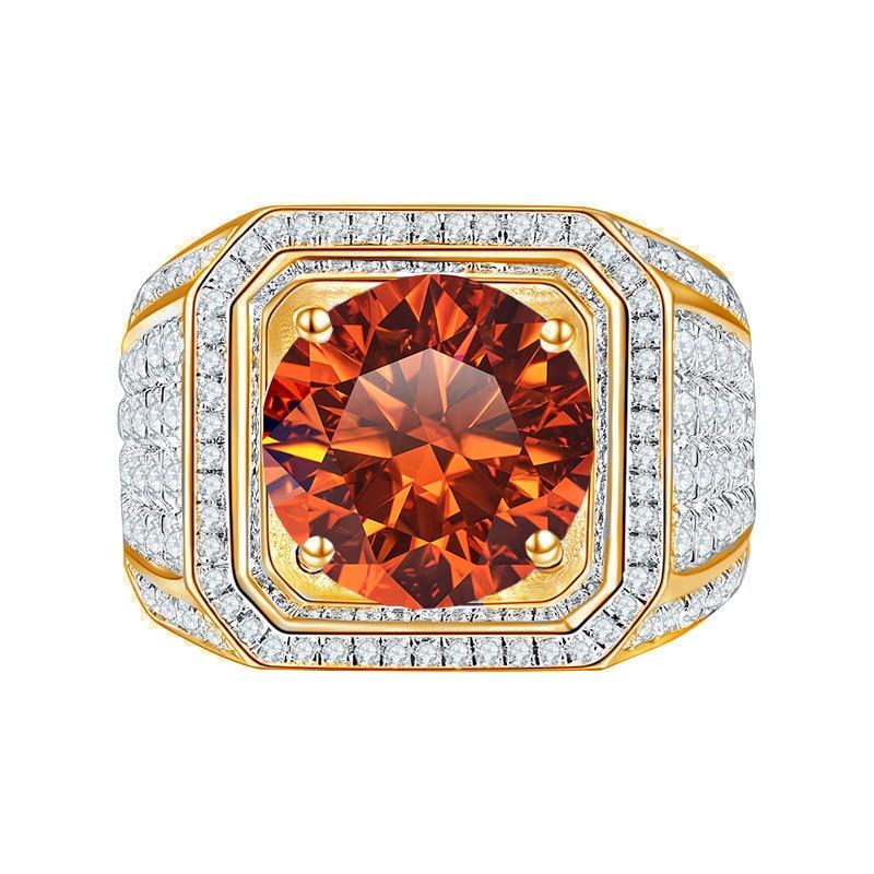 

Комплект из стерлингового серебра 925 пробы Bague Ringen с муассанитом 2 карата, новое креативное властное мужское кольцо со звездой jet（1ct） оранжевый