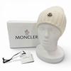 Pristine MONCLER Knit cap Beanie with logo patch Ivory wool Women Used
