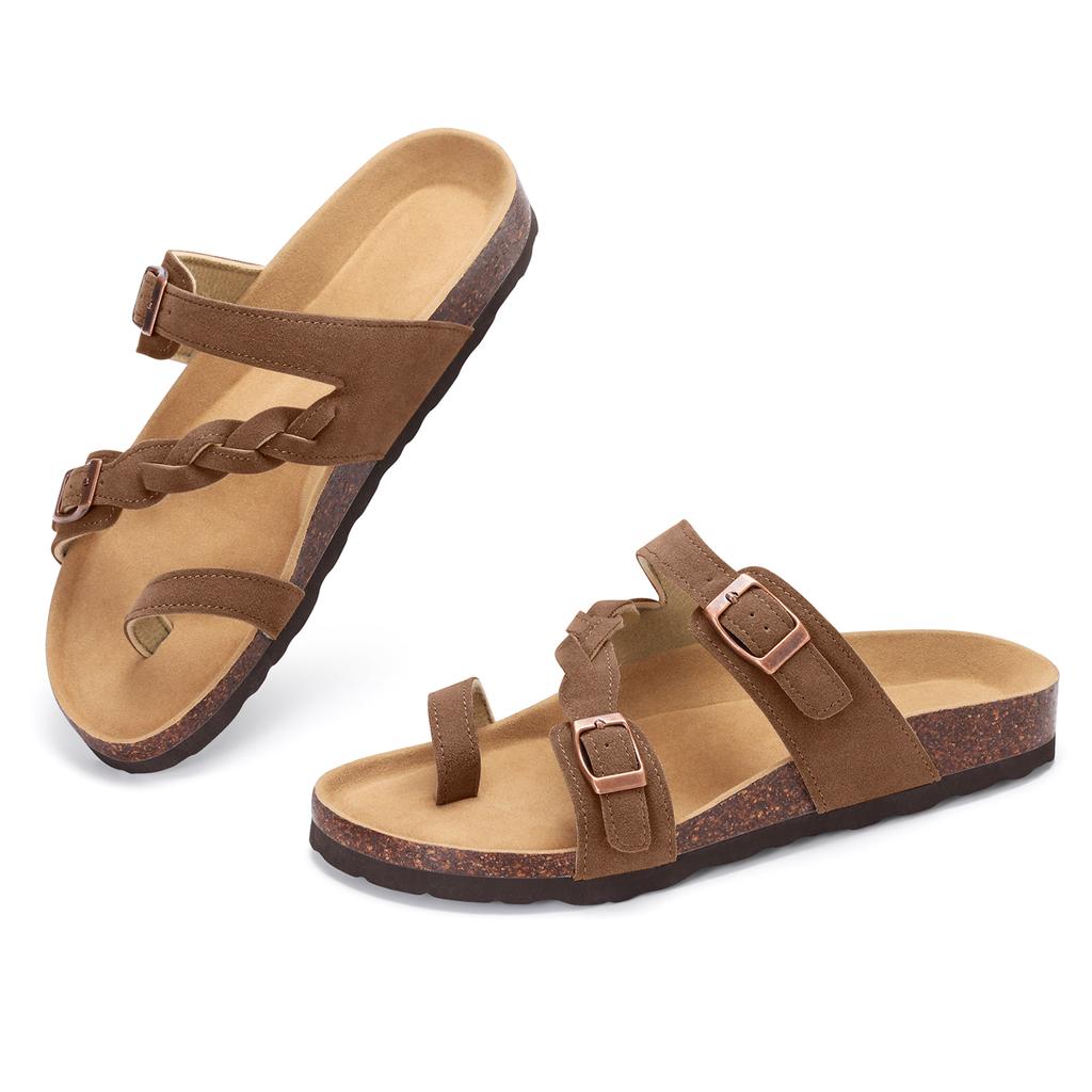 Fashion Kidmi New Women's Mules Non-slip Slippers Womens Suede Clogs House Sandals Cork Sole Soft Comfortable Mules Clogs Beach Slippers