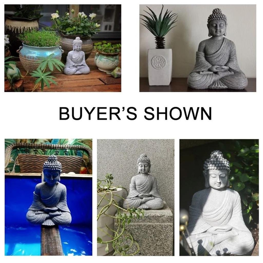 Statua di Buddha da Giardino Vintage da 9 Pollici Statuetta Scultura Buddismo Zen da Interno Esterno Giardino Decorazione Ornamento per Casa Ufficio Negozio