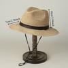 Natural Raffia Beltjazz Top Sun Hats Summer Cool Hand-Woven Breathable Top Hat Men'S Women'S Versatile Straw Hat Beach Panama