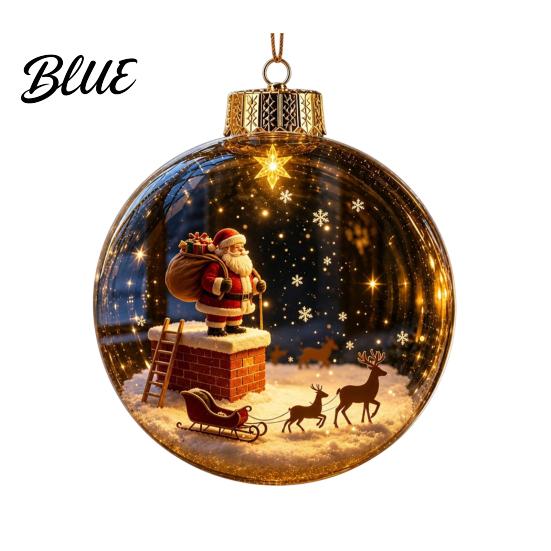 Coordinated Seasonal Arrangements Glowing Clear Christmas Ball Ornament Light Up Story Decoration with Warm LED 3D Winter Scene Baubles Light,