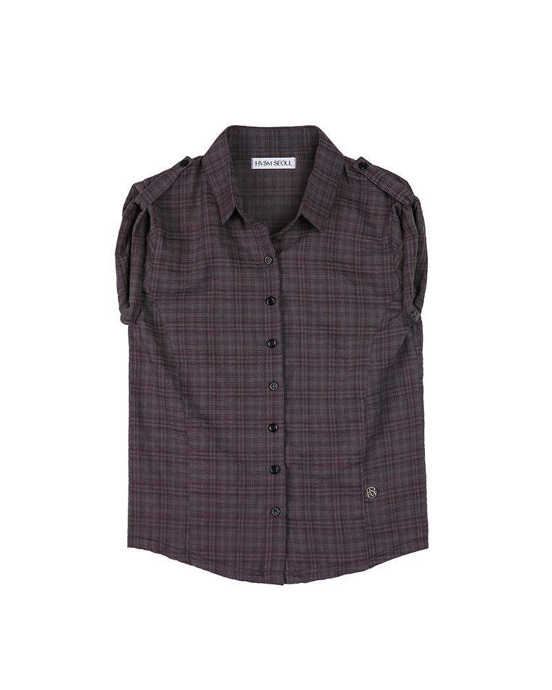 HAVISM Check 2-Way Collar S/S Shirts(Charcoal)