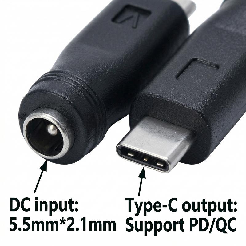 1 sztuka Adapter Interfejsu Mobilnego Konwerter Zasilacza DC Gniazdo Żeńskie 5.5x2.1mm Do Złącza Wtykowego USB Typu C