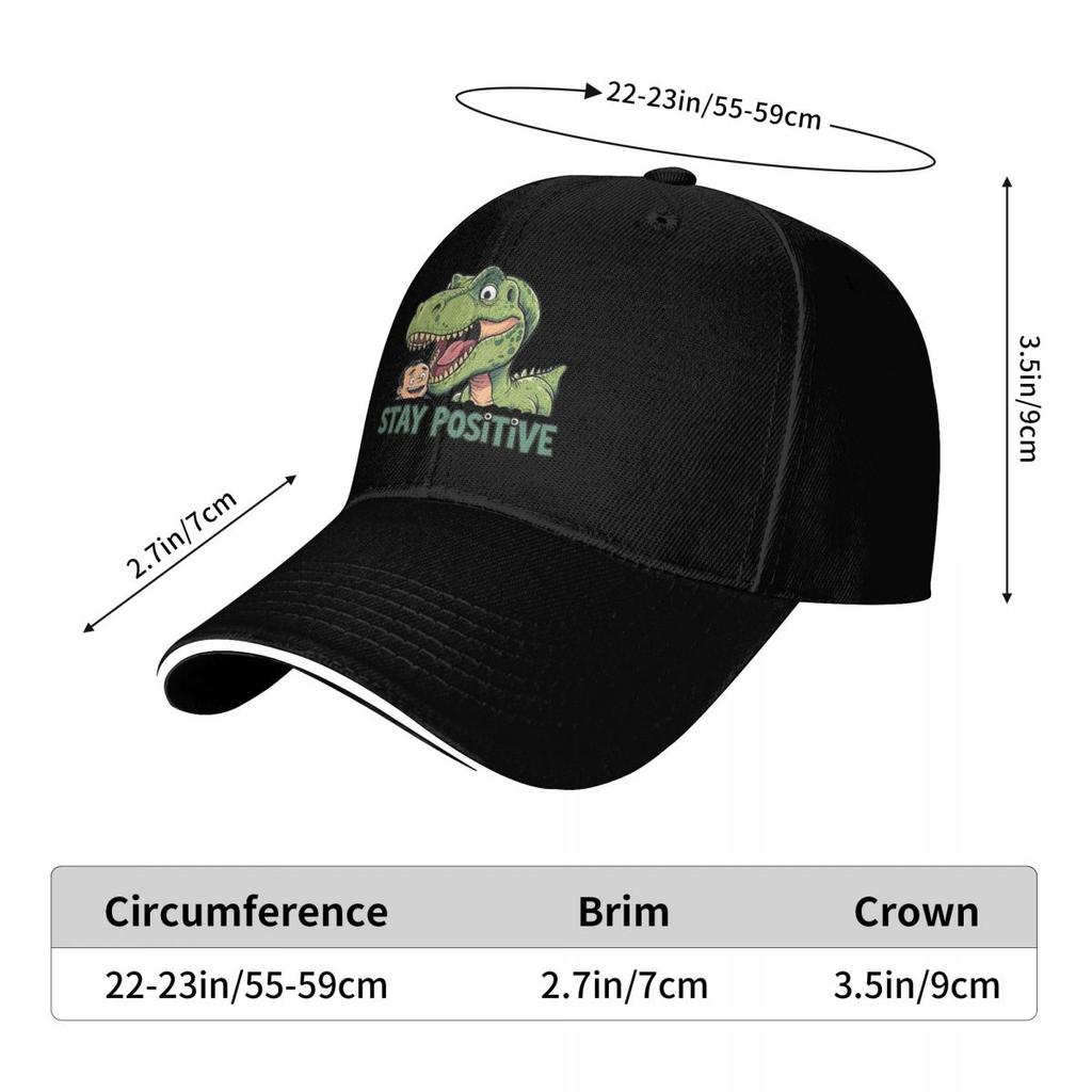 Stay Positive Funny TRex Dinosaur Sticker Cap Fashion Casual Baseball Caps Adjustable Hat Hip Hop Summer Unisex Baseball Hats