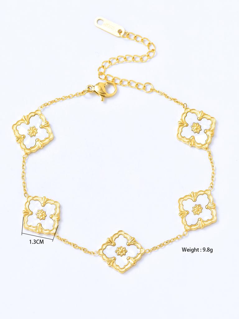 1 piece 18k Gold plated stainless steel lucky clover pendant necklace for women's daily accessories jewellery bracelet earrings