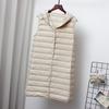 Down vest women's new medium and long slim fit fashion hooded light and light seamless rubber vest white duck down vest