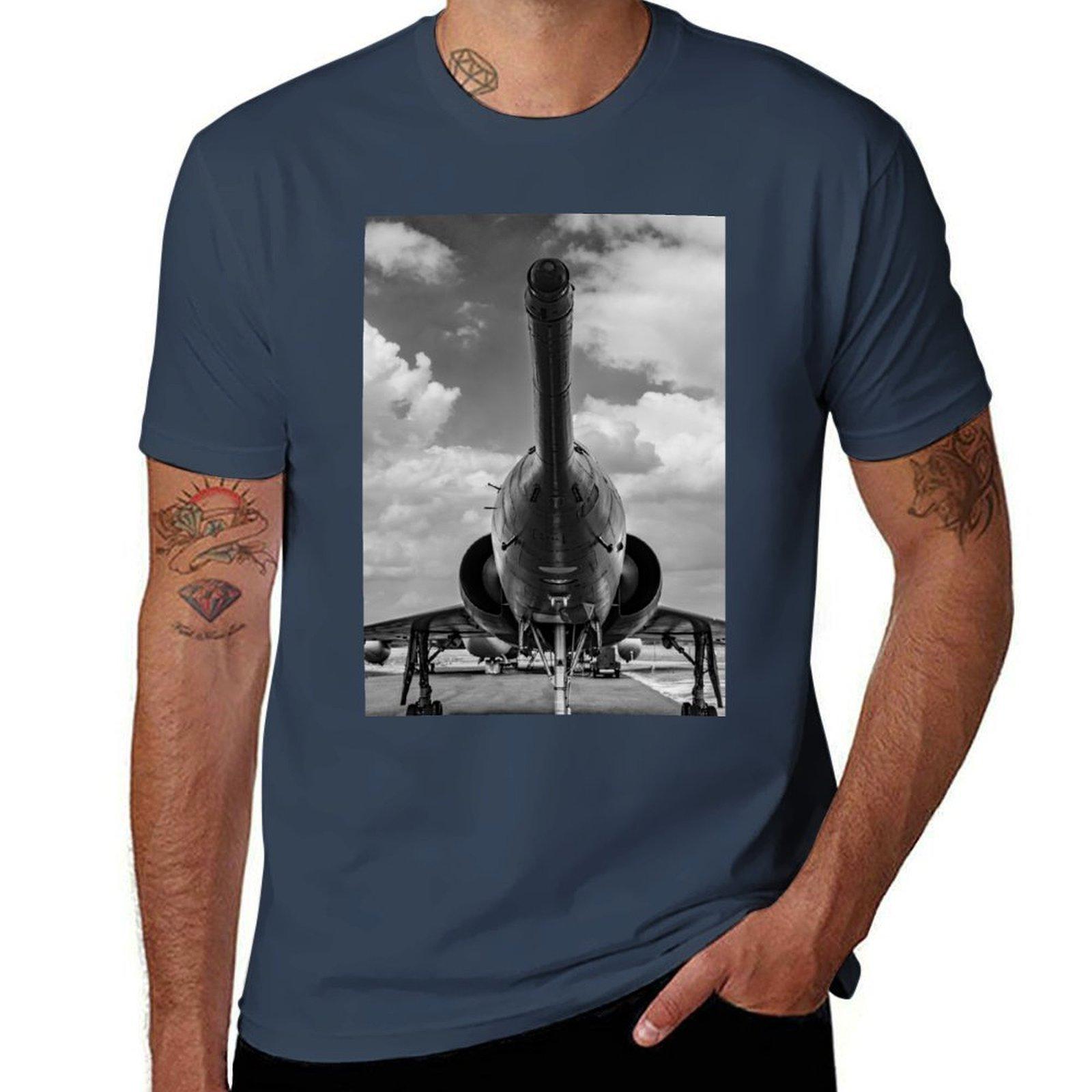 Mirage jet aircraft noseMonochrome TShirt Daily Work Short Sleeve Top S
