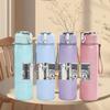 PC Small Rectangular Faded Text Print 750ml colorful plastic sports water bottle leakproof pop up lid with straw for outdoor work home use