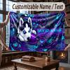 Christmas Winter Theme Throw Blanket Custom Name Text Personalized Blanket Soft Cozy Blanket for Home Sofa Bed