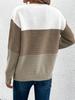 Autumn and winter crew neck splicing versatile striped sweater women's lazy style top loose large size pullover knitted sweater
