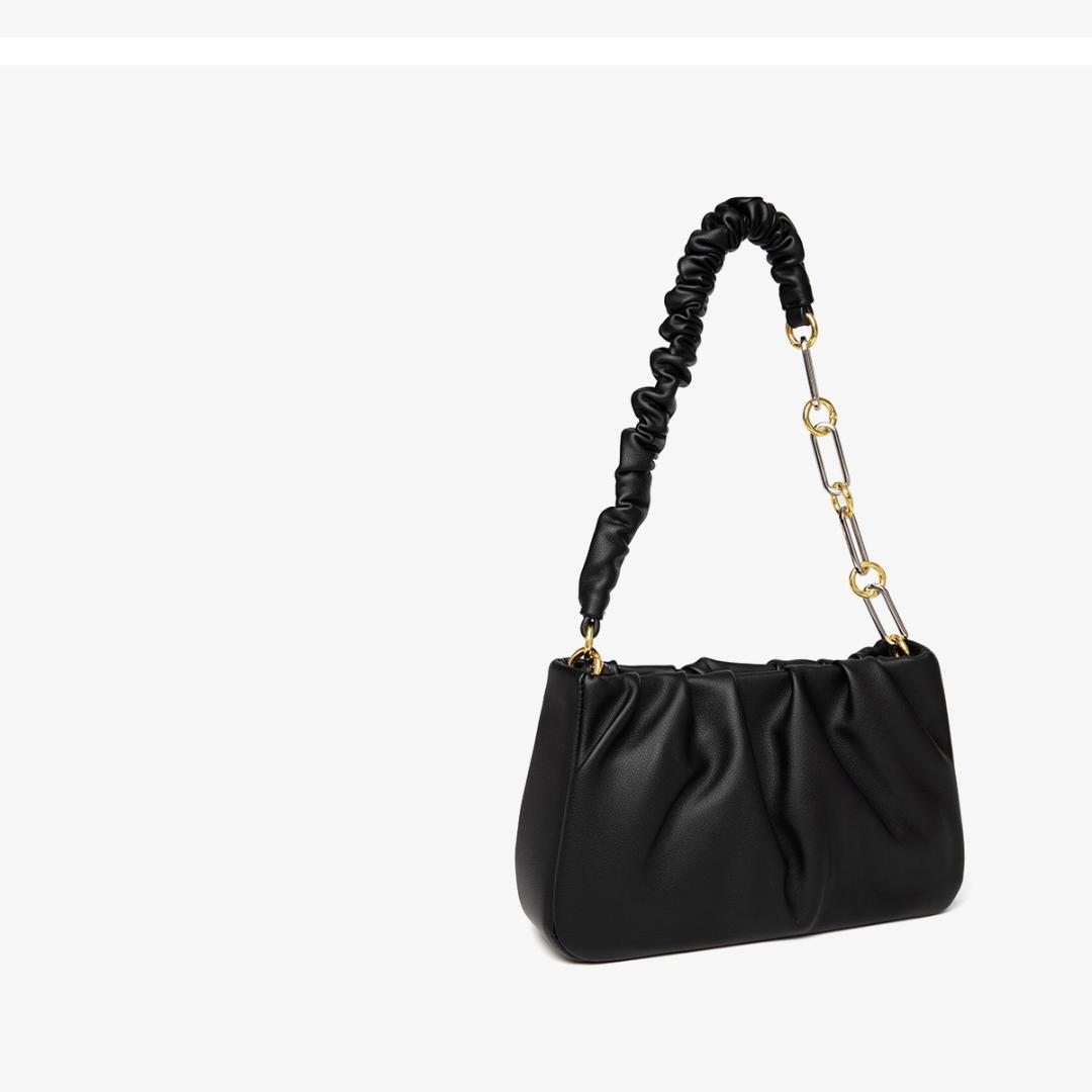 

Женская сумка Новая женская сумка через плечо Сумка через плечо с жемчужной складкой Сумка-облако Сумка подмышки Длина 26 см в ширину 8 см в высоту 16 см чёрный