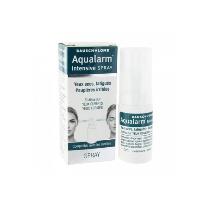 Spray Aqualarm Intensive - Bausch & Lomb - 10ml - Hydratation Intense - Confort Lentilles - Sans Conservateurs