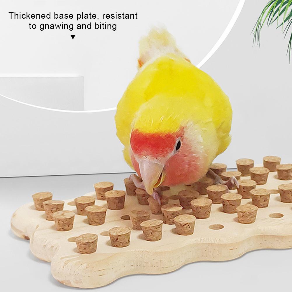 Parrot Chewing Toys Natural Wooden Parrots Block Cork Puzzle Toy Hanging Small Birds Playing Tearing Toy Bird Accessories