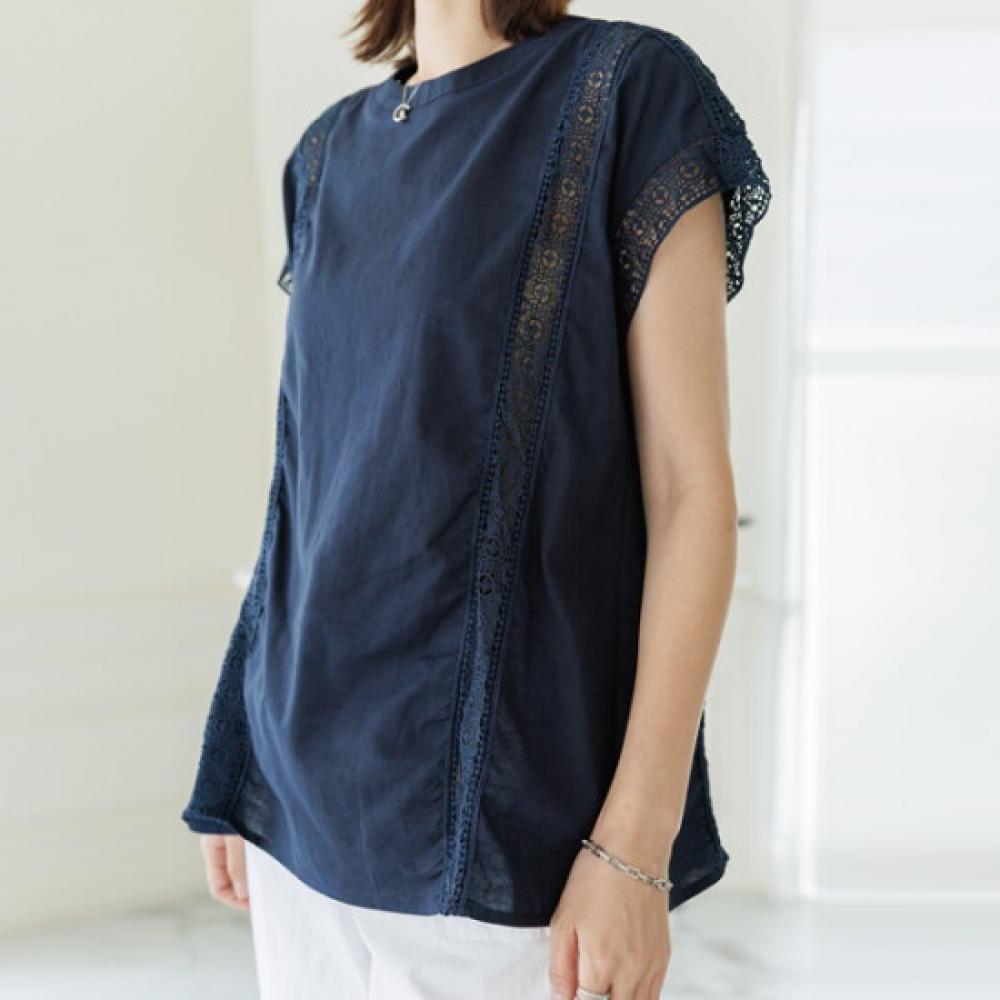Dedra Weaving Lace Linen Blouse Tbf3411