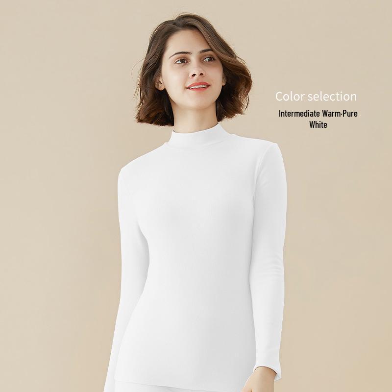 Women's Derong Hyaluronic Acid Thermal Top - Semi-High Neck Long Sleeve Base Layer for Autumn/Winter 2024