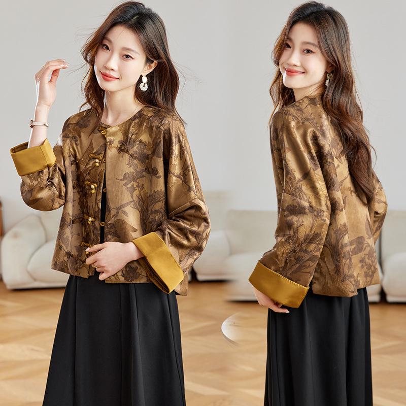 

Весна 2025 Ретро Китайский Стиль Свободный Жаккардовый Модный Верхняя Одежда для Женщин M: 90-115 jin